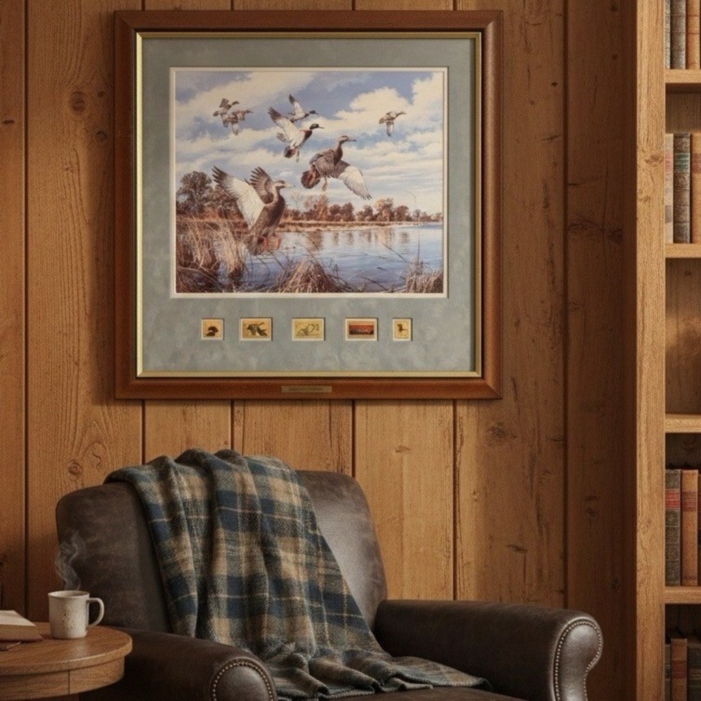 David Maass Abrupt Departure Framed Duck Art Print with 5 Commemorative Stamps